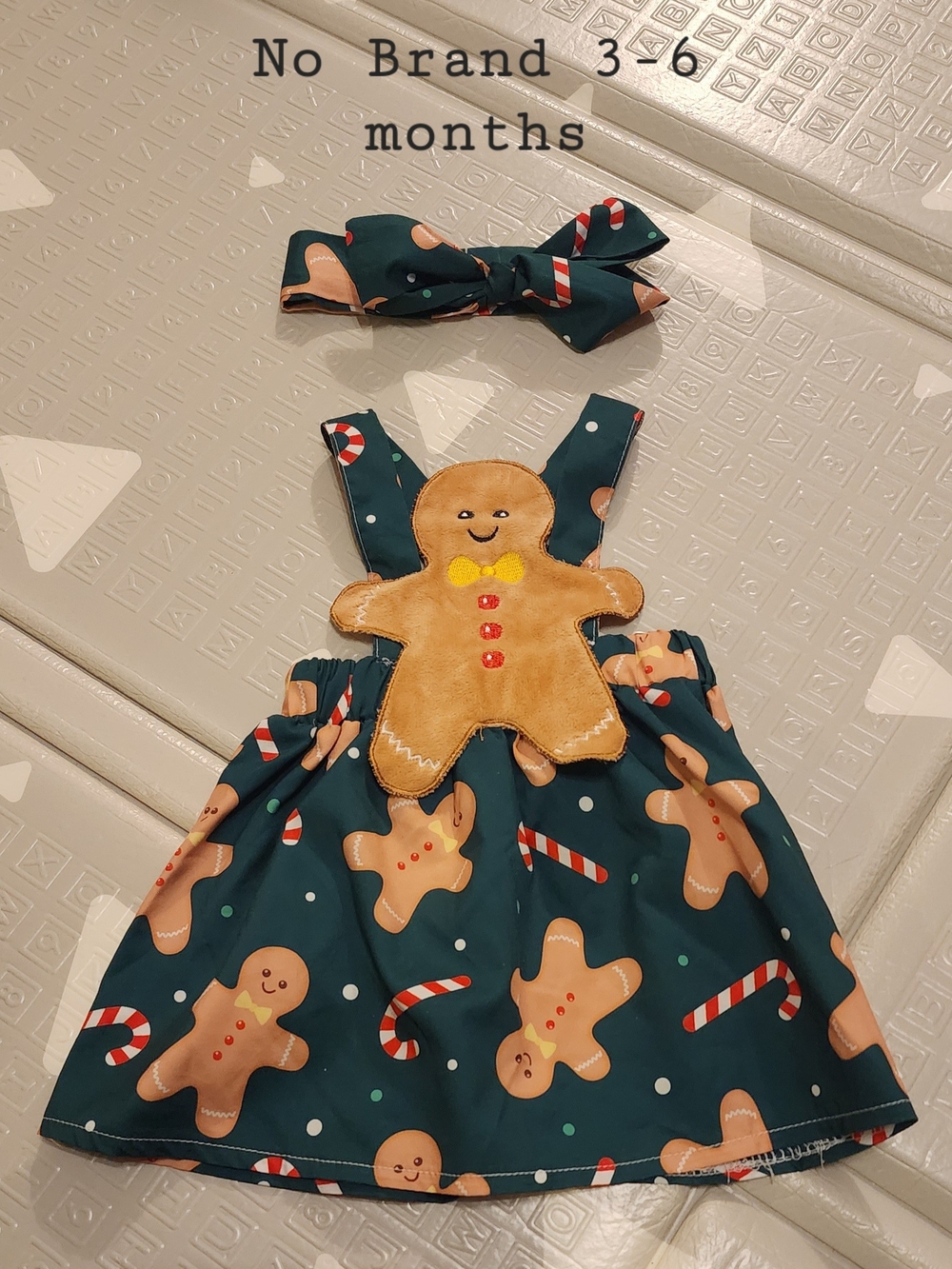 Infant Gingerbread Dress with Headband Size 3-6 Months